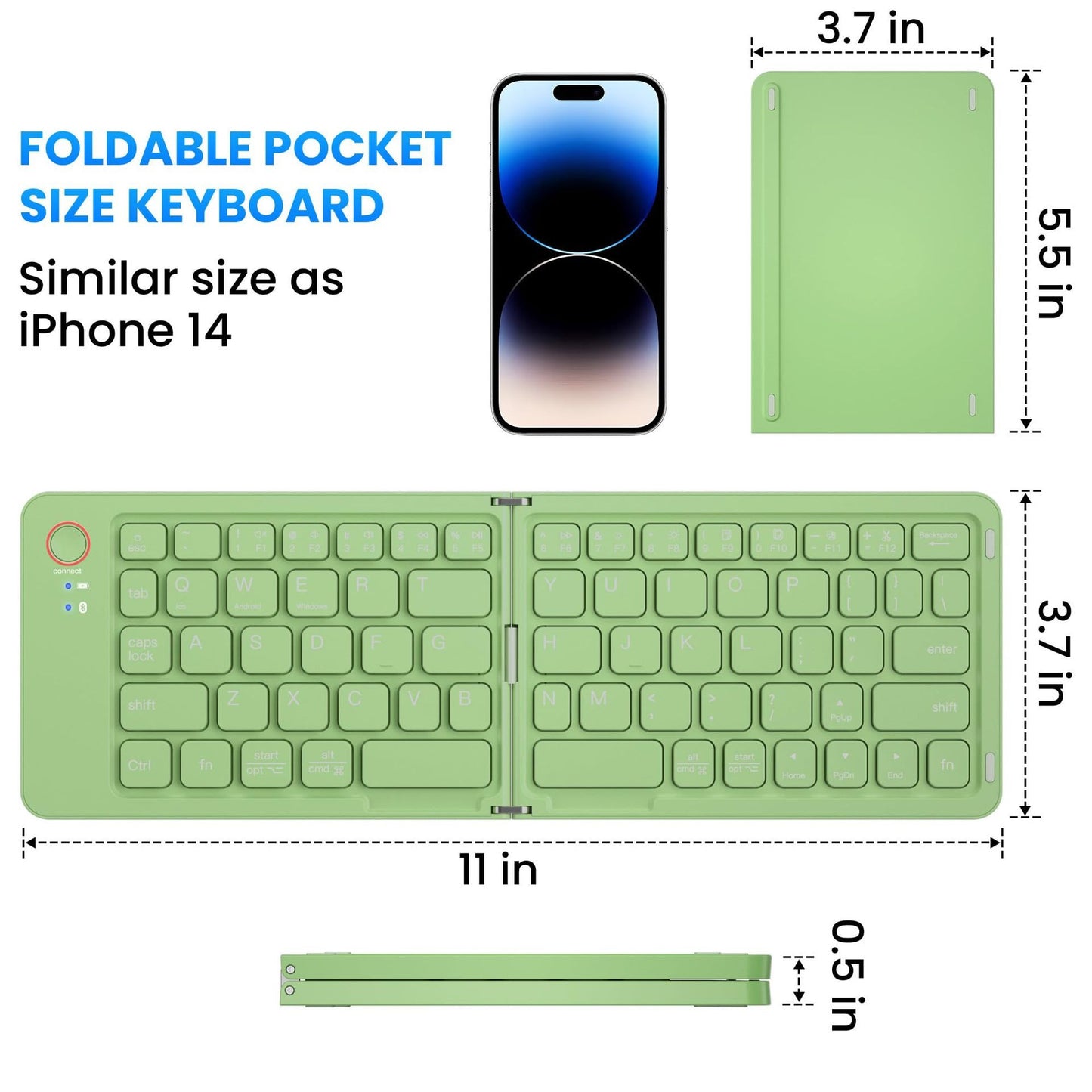 Ultra slim folding portable charging dual-mode Bluetooth keyboard with one click connection - E-Esther Clothing Store