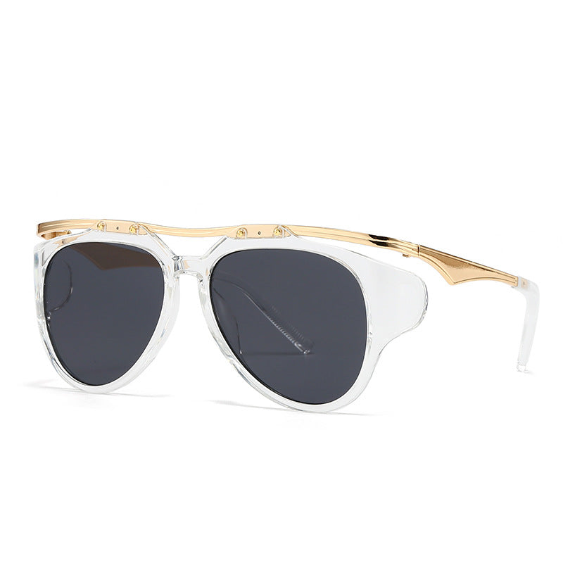 Sunglasses, European and American street photos, Instagram influencers, models, geometric metal frames, sunglasses for women - E-Esther Clothing Store