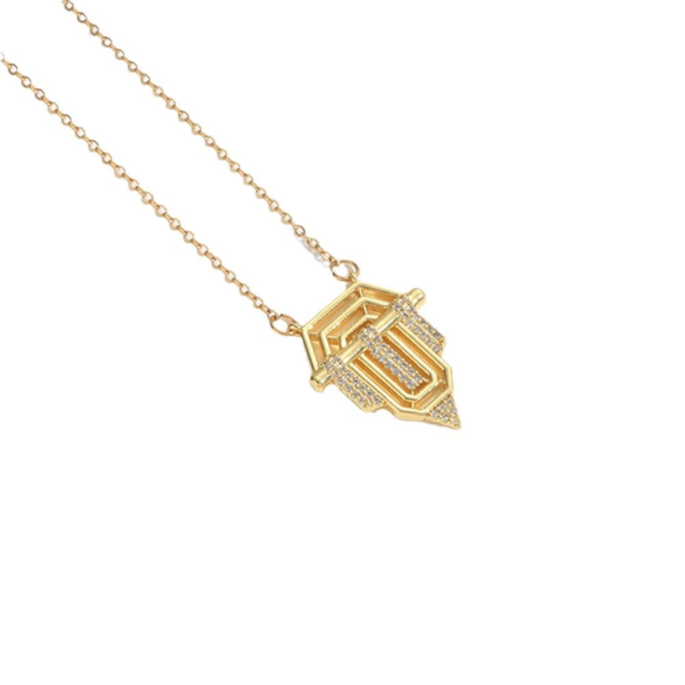 Roman retro flag design pendant necklace for women's collarbone chain - E-Esther Clothing Store