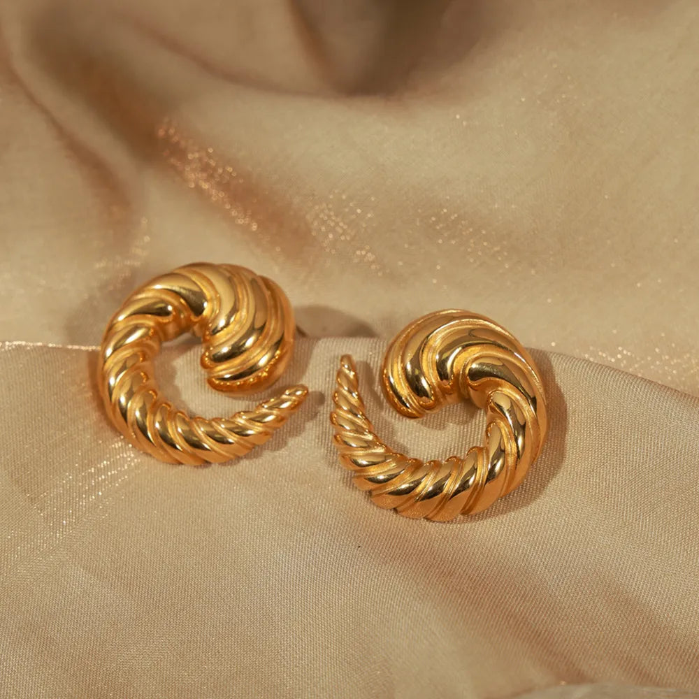 Titanium Steel Spiral Shape Stud Earrings - E-Esther Clothing Store