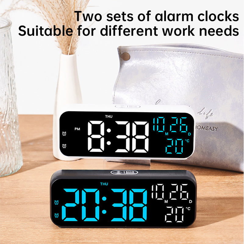 Digital Alarm Clock with Temp, Date, Week. Night Mode. Voice - controlled. 12/24H LED