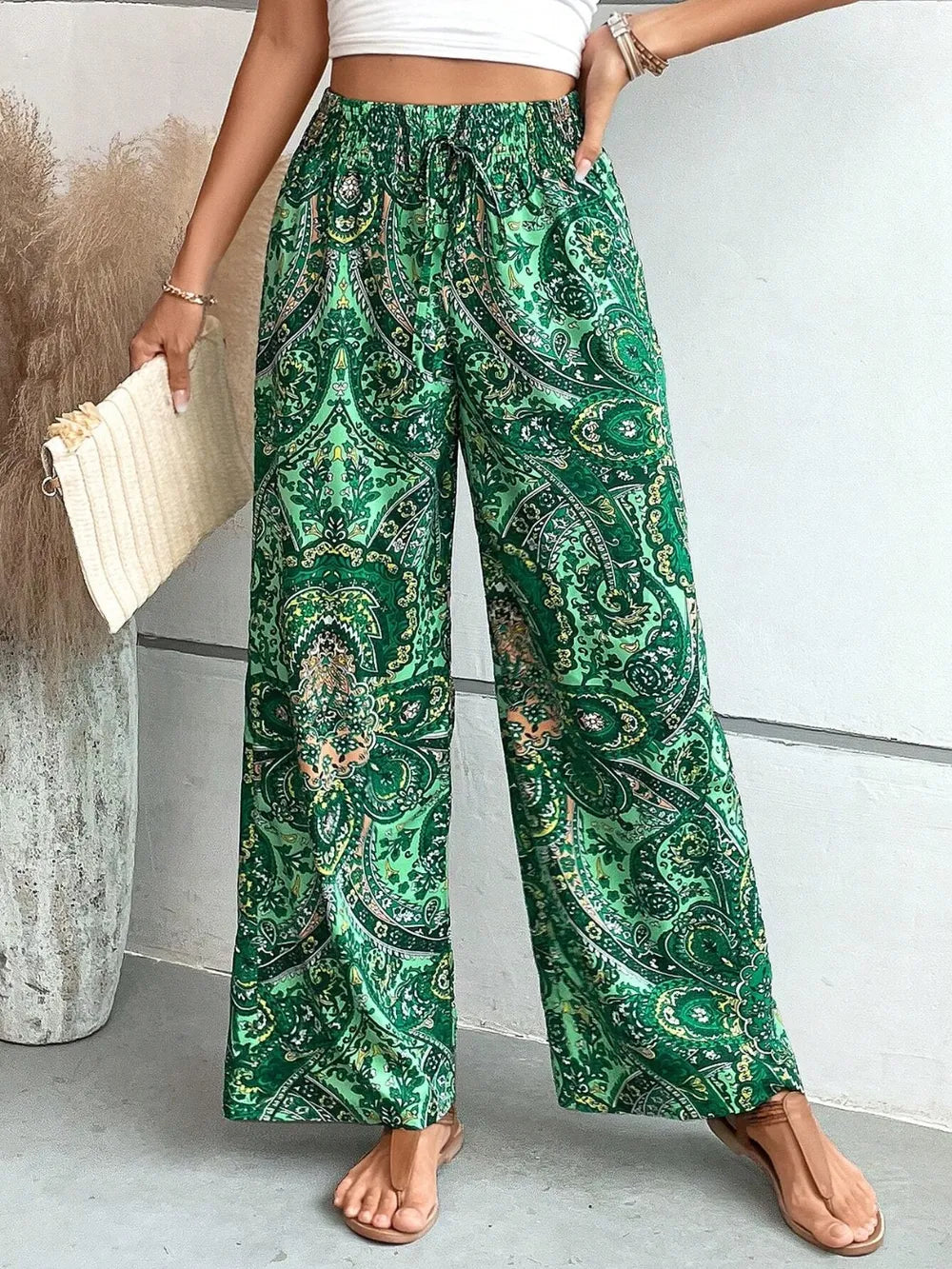 Printed Wide Leg Pants - E-Esther Clothing Store