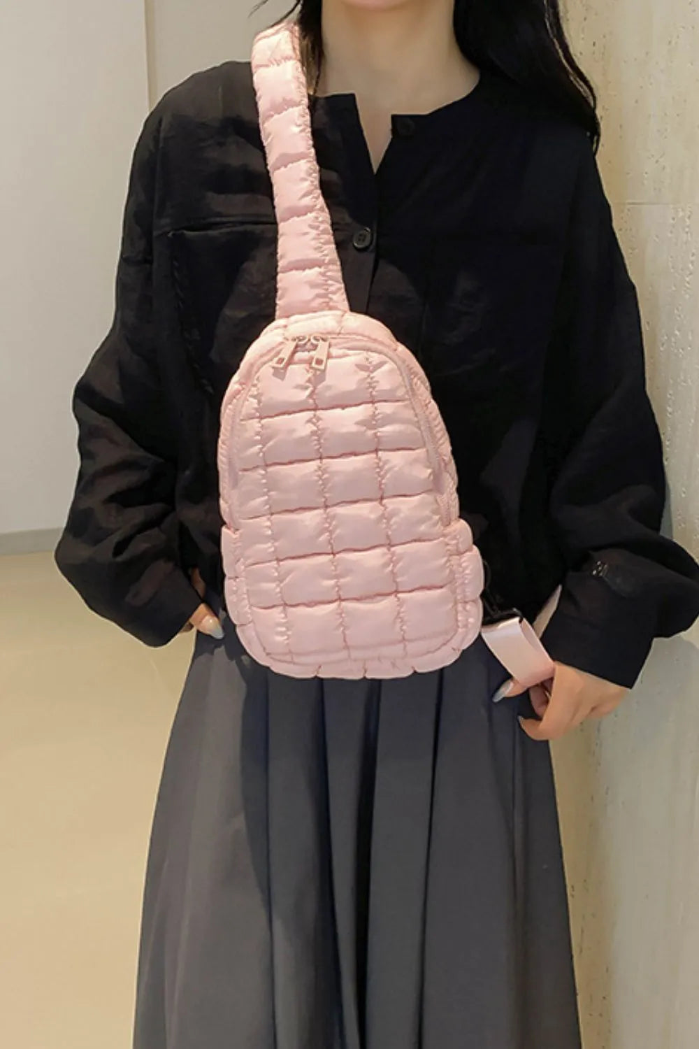 Quilted Nylon Crossbody Bag - E-Esther Clothing Store