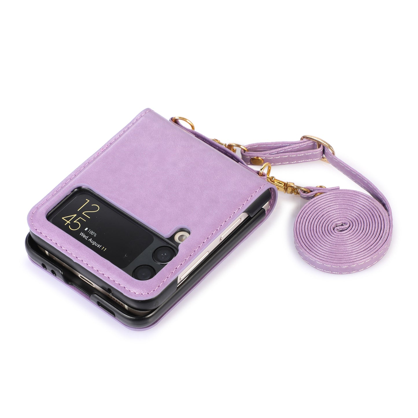 New Samsung Z Flip5 Folding Screen Phone Case with Diagonal Span Galaxy Z Flip4 Card Insertion Protective Cover - E-Esther Clothing Store