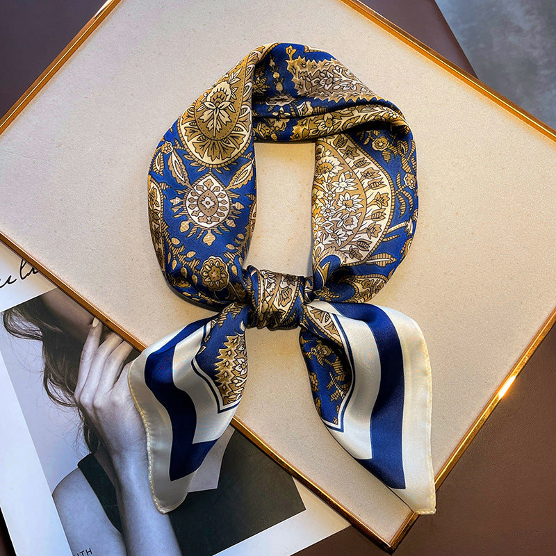 Retro printed scarves cashew nuts versatile temperament scarves women's small square scarves decorative scarves - E-Esther Clothing Store