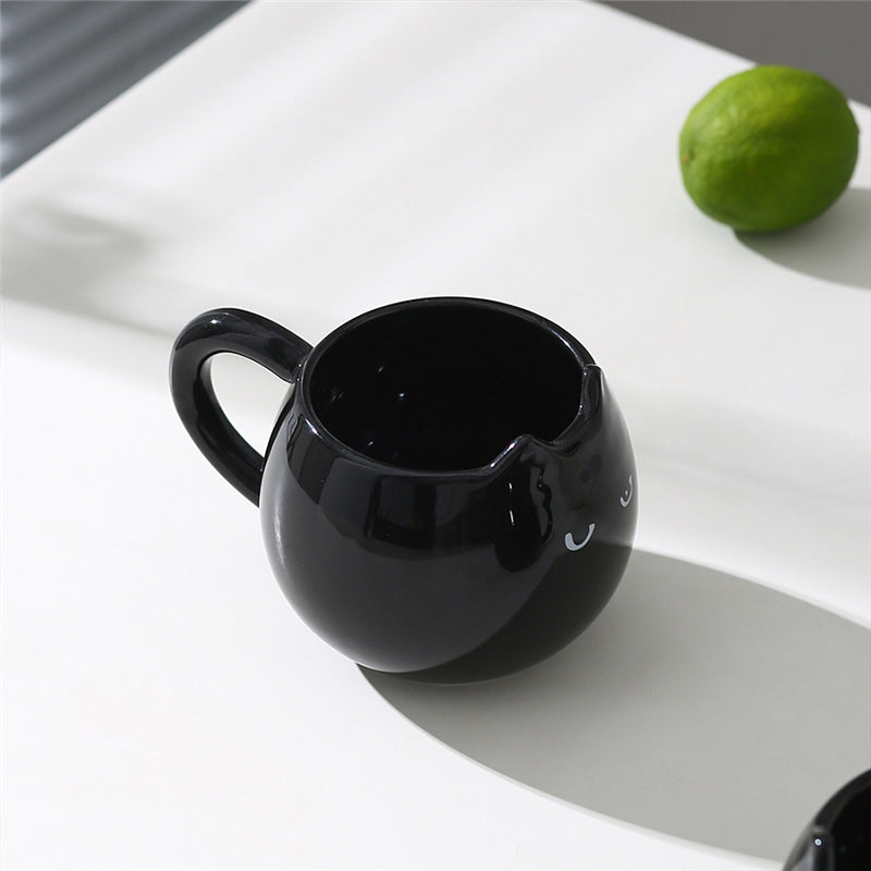 Adorable hand - painted cat - shaped ceramic mug, perfect for coffee or tea. - E-Esther Clothing Store