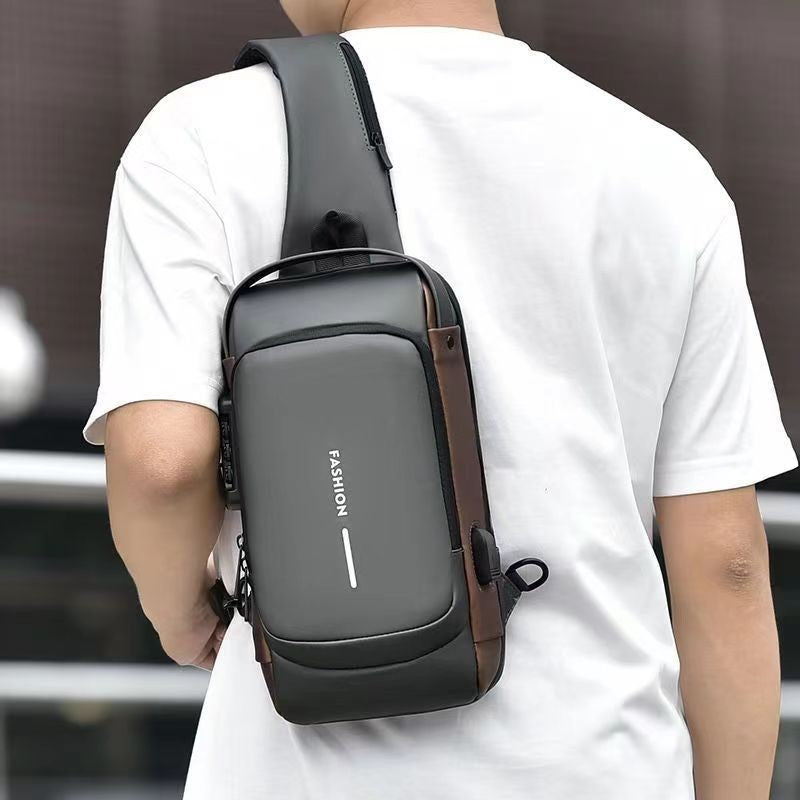 Motorcycle bag password anti-theft chest bag men's shoulder bag large capacity casual men's bag multifunctional crossbody bag - E-Esther Clothing Store