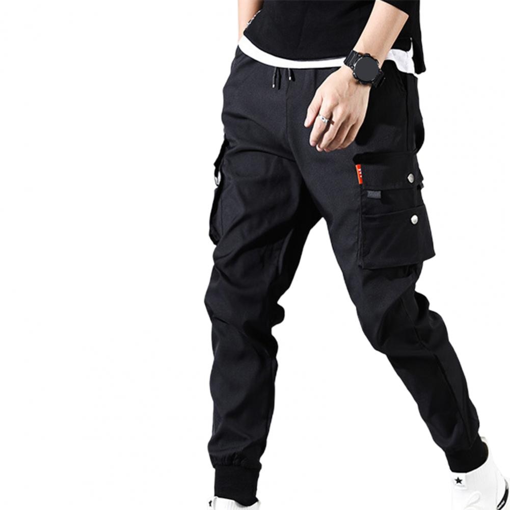 Autumn Men Pants Hip Hop Harem Joggers Pants New Male Trousers Mens Solid Multi-pocket Cargo Pants Skinny Fit Sweatpants - E-Esther Clothing Store