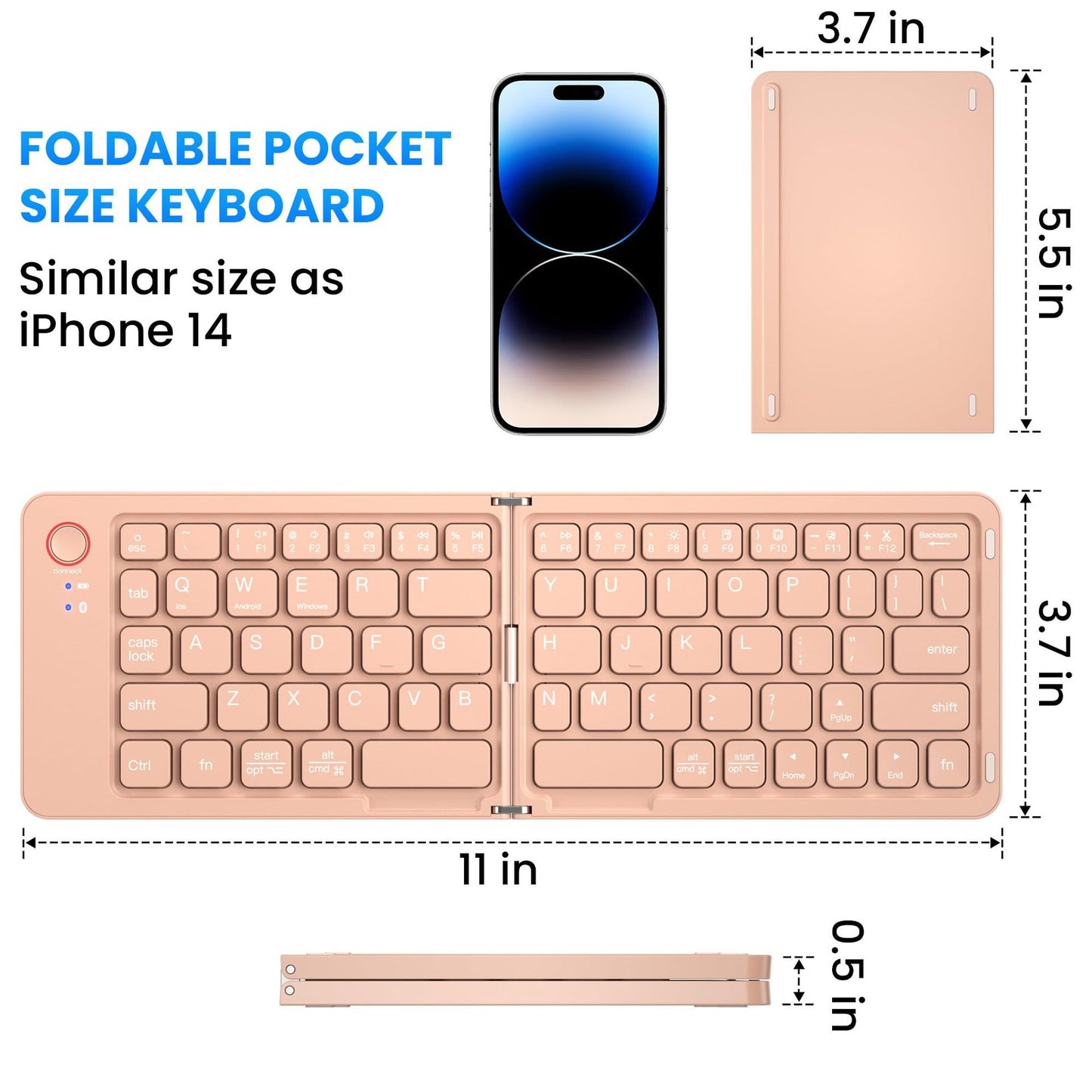 Ultra slim folding portable charging dual-mode Bluetooth keyboard with one click connection - E-Esther Clothing Store