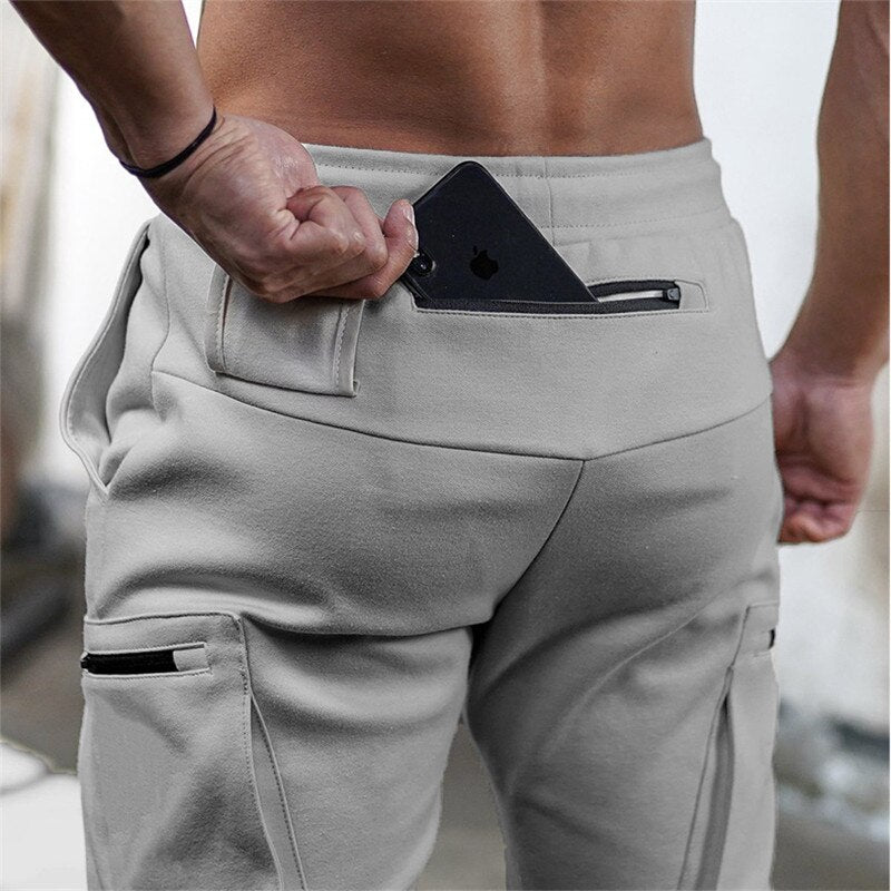 Mens Jogger Sweatpants Man Gyms Workout Fitness Cotton Trousers Male Casual Fashion Skinny Track Pants Zipper design Pants - E-Esther Clothing Store