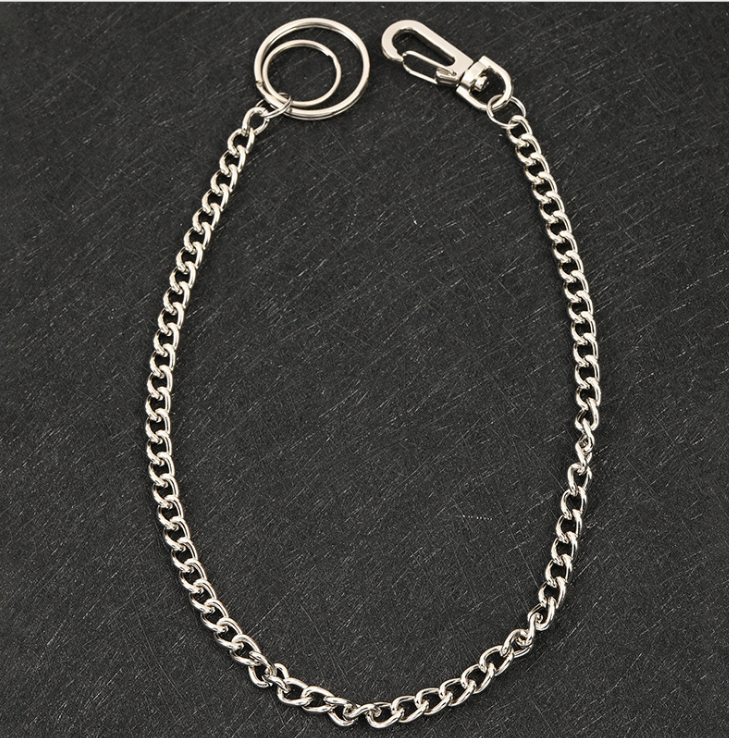 37cm Long Wallet Belt Chain Rock Punk Metal Key chain Gold Silver Keyring Mens HipHop Jewelry - E-Esther Clothing Store