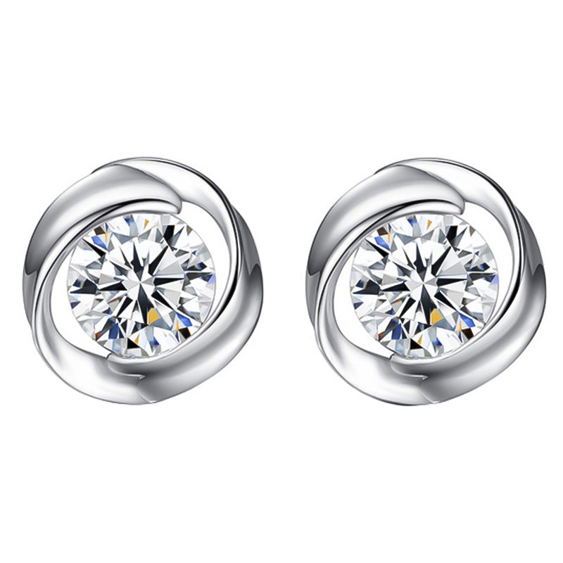 S925 pure silver rose earrings with petal shaped earrings, Korean minimalist women's mini clover rose petal earrings - E-Esther Clothing Store