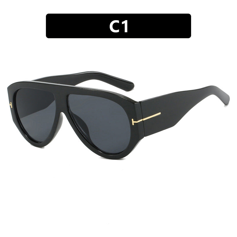 T-shaped large frame sunglasses, pilot's toad fashion cross-border sunglasses, personalized women's sunglasses - E-Esther Clothing Store