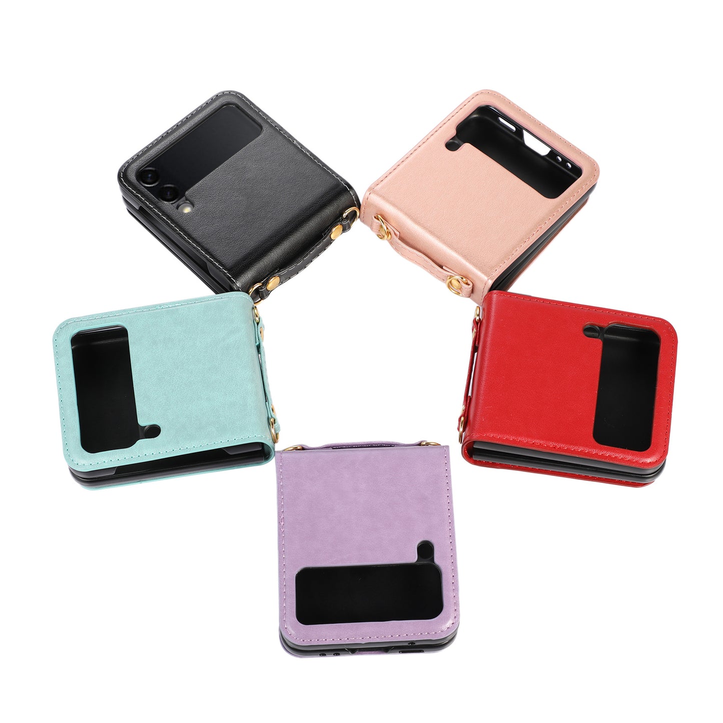New Samsung Z Flip5 Folding Screen Phone Case with Diagonal Span Galaxy Z Flip4 Card Insertion Protective Cover - E-Esther Clothing Store