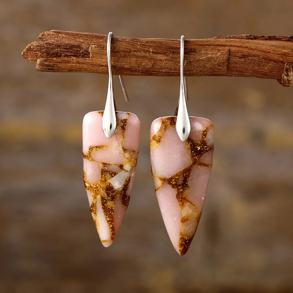 Natural Stone Geometric Shape Earrings - E-Esther Clothing Store
