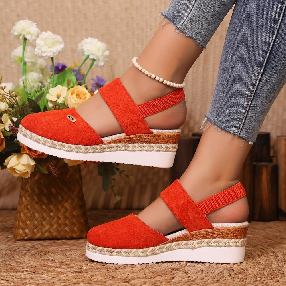 Round Toe Wedge Sandals - E-Esther Clothing Store