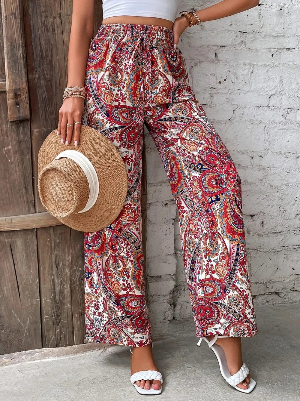 Printed Wide Leg Pants - E-Esther Clothing Store