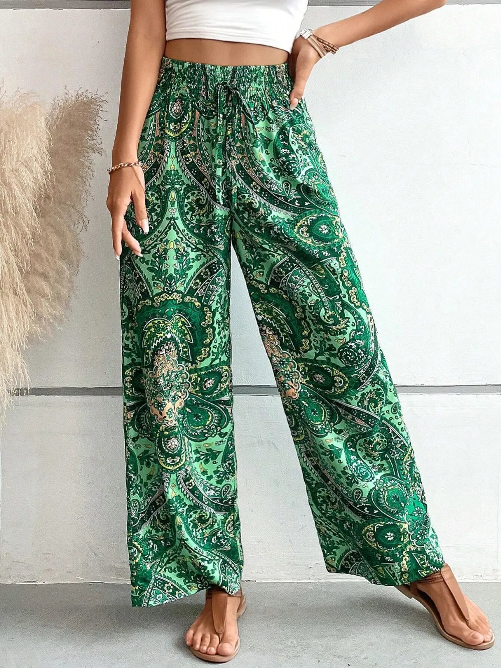 Printed Wide Leg Pants - E-Esther Clothing Store