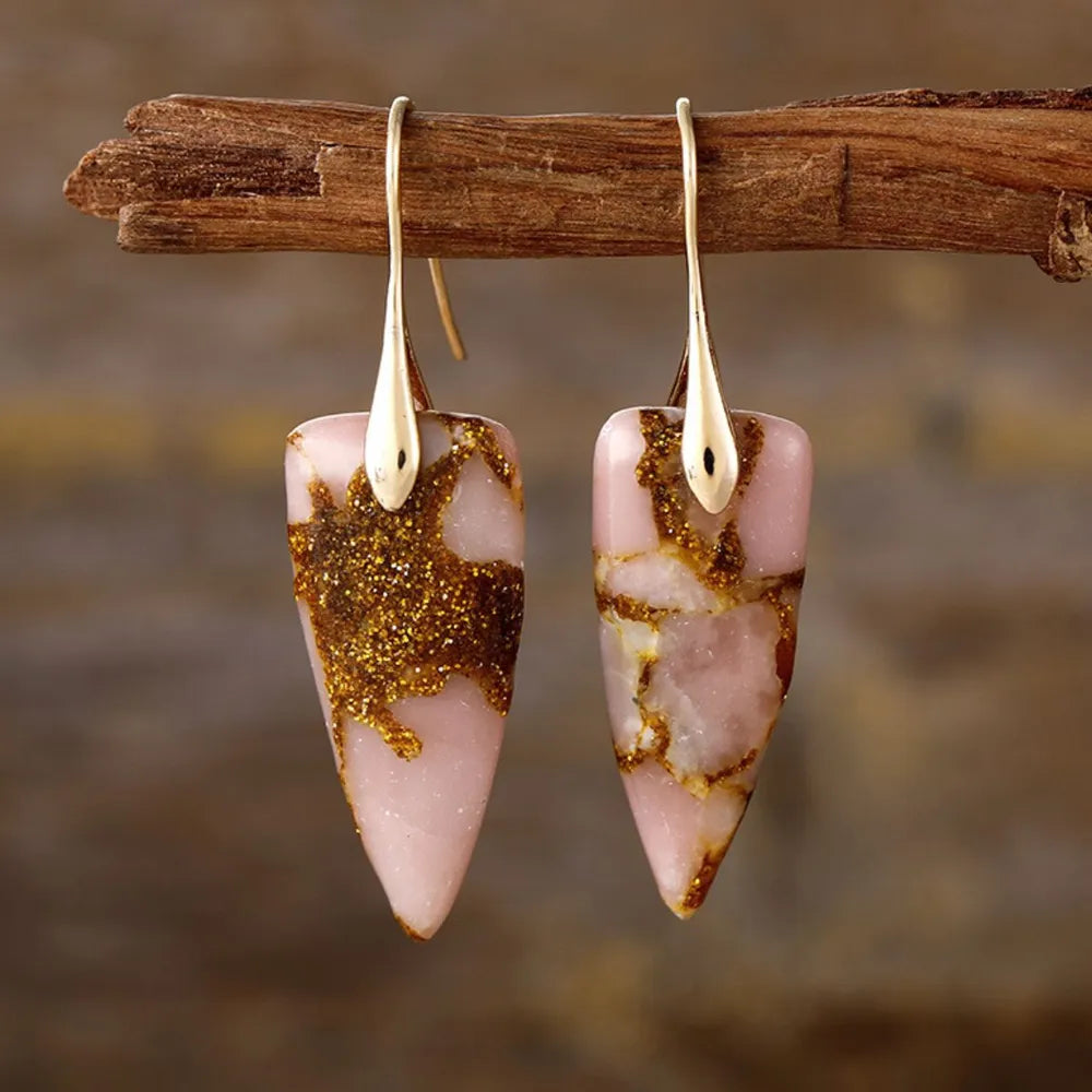 Natural Stone Geometric Shape Earrings - E-Esther Clothing Store