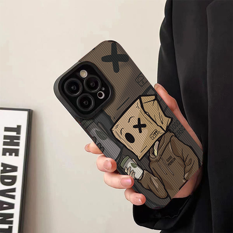 Suitable for social anxiety cardboard boxes iPhone 11 Apple 14 13 all inclusive 15PRO phone case 12 drop resistant 7P - E-Esther Clothing Store