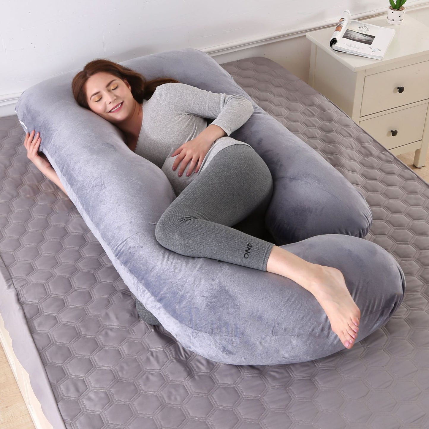 Pregnant women's detachable crystal velvet G-type side lying waist protection pillow - E-Esther Clothing Store