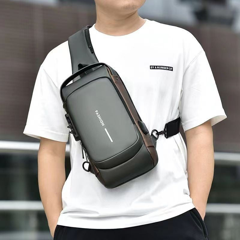 Motorcycle bag password anti-theft chest bag men's shoulder bag large capacity casual men's bag multifunctional crossbody bag - E-Esther Clothing Store