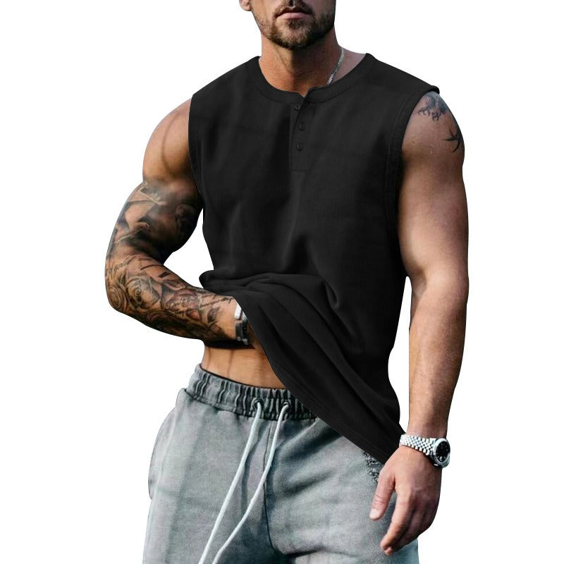 Summer Mens Youth Sports Basketball Tank Top Large Round Neck Button up Sleeveless T shirt Mens Sweetheart - E-Esther Clothing Store