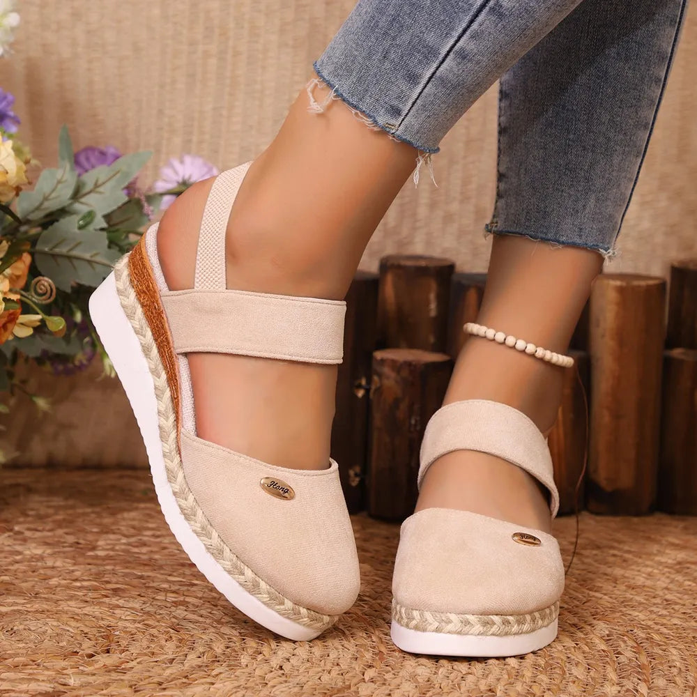 Round Toe Wedge Sandals - E-Esther Clothing Store