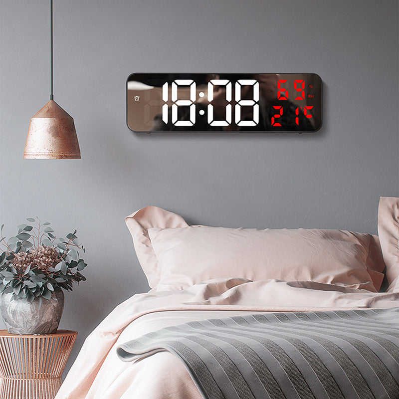 9-Inch Digital Wall Clock: Temp/Humid, Night Mode, Snooze, 12/24H, USB Plug-in LED Alarm Clock - E-Esther Clothing Store