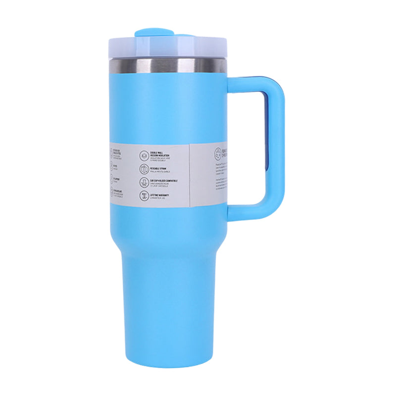 40 oz Insulated Tumbler with Straw, Handle & Lid – Stainless Steel, Hot & Cold Drinks, Fits Car Cup Holders - E-Esther Clothing Store