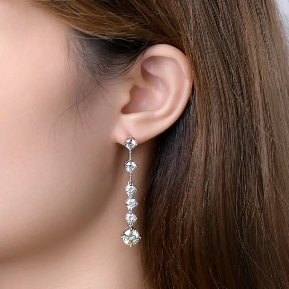 4 Carat Moissanite 925 Sterling Silver Earrings - E-Esther Clothing Store