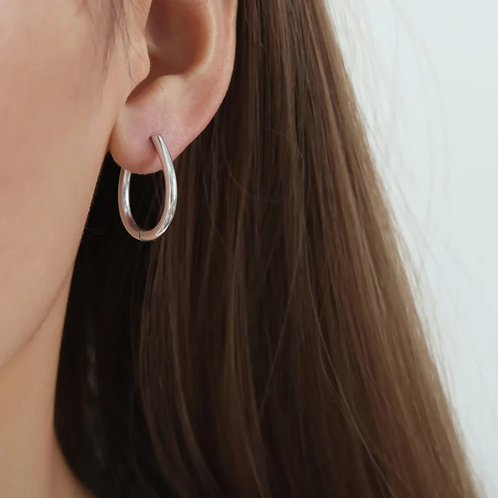 Titanium Steel Huggie Earrings - E-Esther Clothing Store