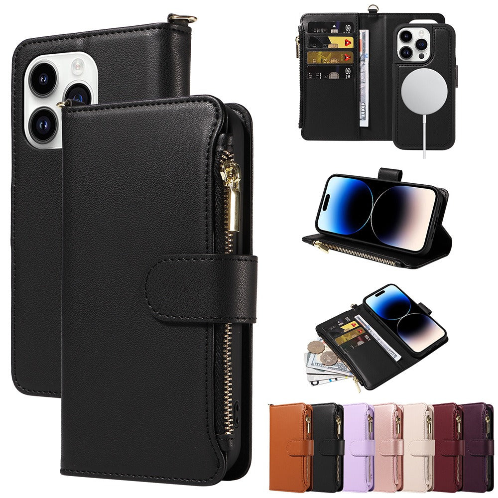 Apple 15 phone case flip wireless charging iPhone 14 phone leather case wallet style phone protection case - E-Esther Clothing Store