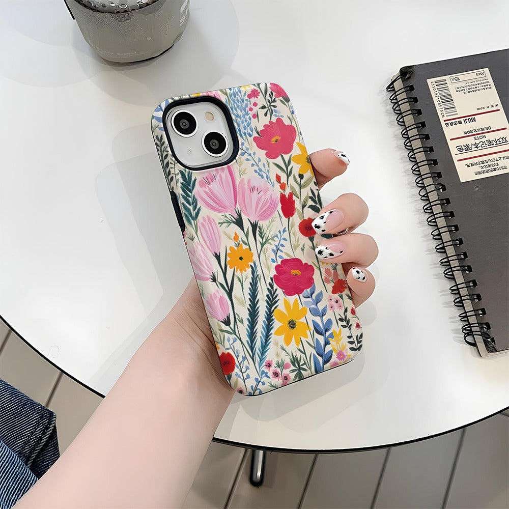 Small Fresh Women's Flower Phone Case 15pm Film Case 14pro Women's Apple 13 Protective Cover 16pro Simple - E-Esther Clothing Store