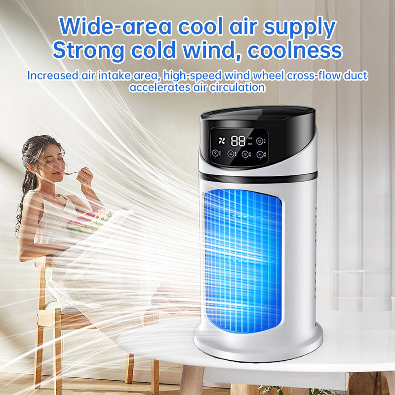 Mini portable AC, USB air cooler, bladeless electric fan.
