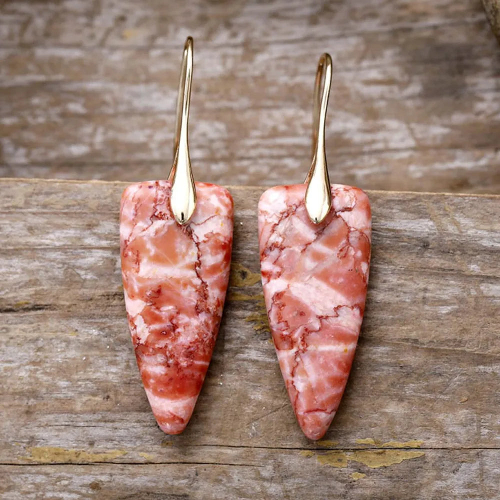 Natural Stone Geometric Shape Earrings - E-Esther Clothing Store