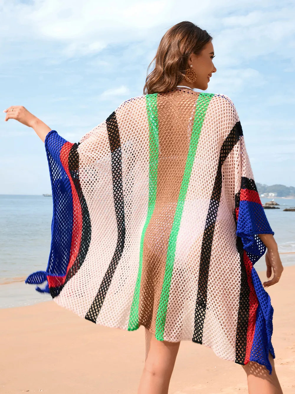 Women's Splicing Hollow Beach Skirt Loose Bikini Hoodie for Women - E-Esther Clothing Store