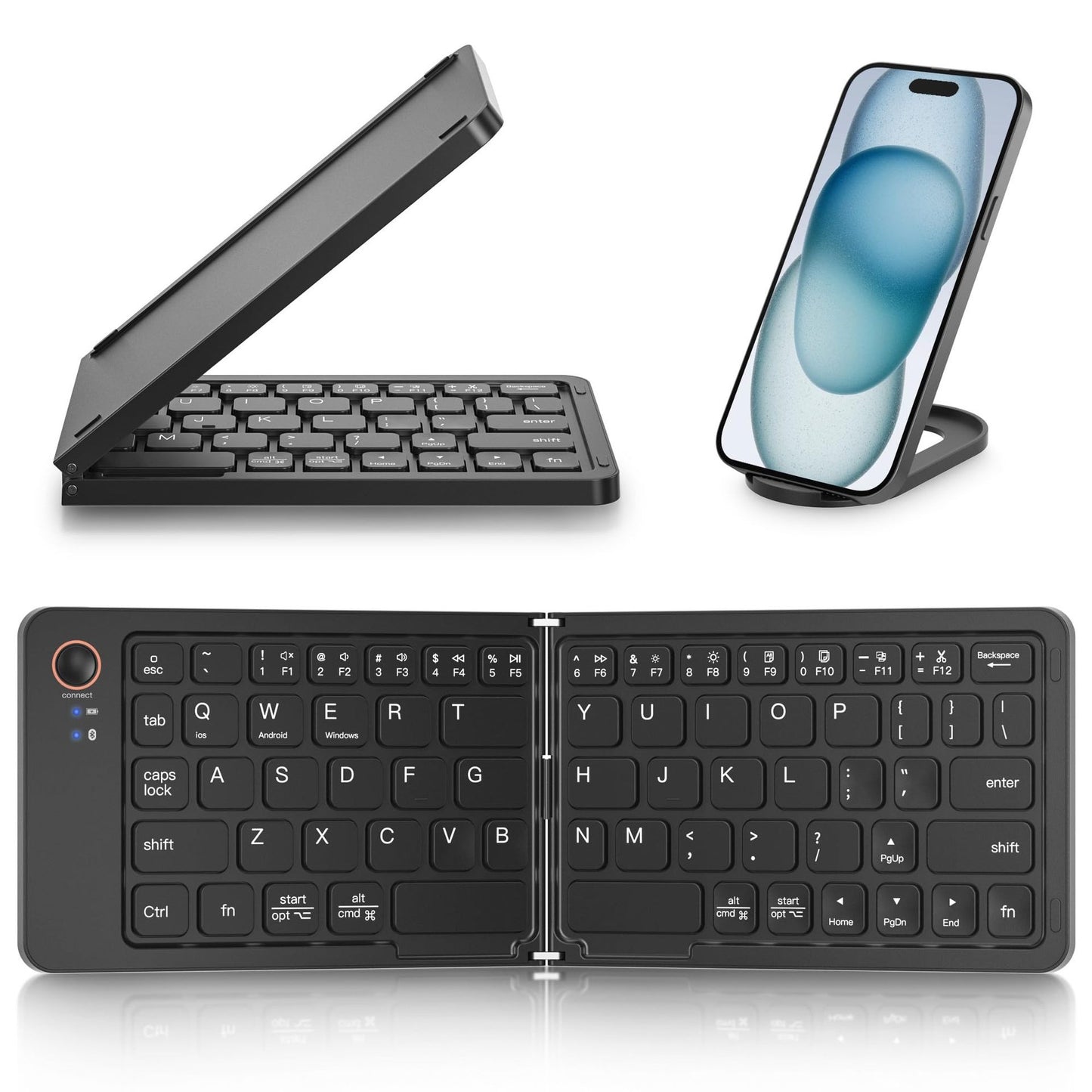 Ultra slim folding portable charging dual-mode Bluetooth keyboard with one click connection - E-Esther Clothing Store