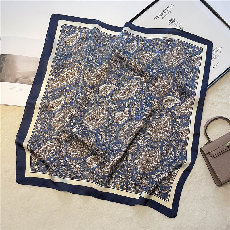 Retro printed scarves cashew nuts versatile temperament scarves women's small square scarves decorative scarves - E-Esther Clothing Store