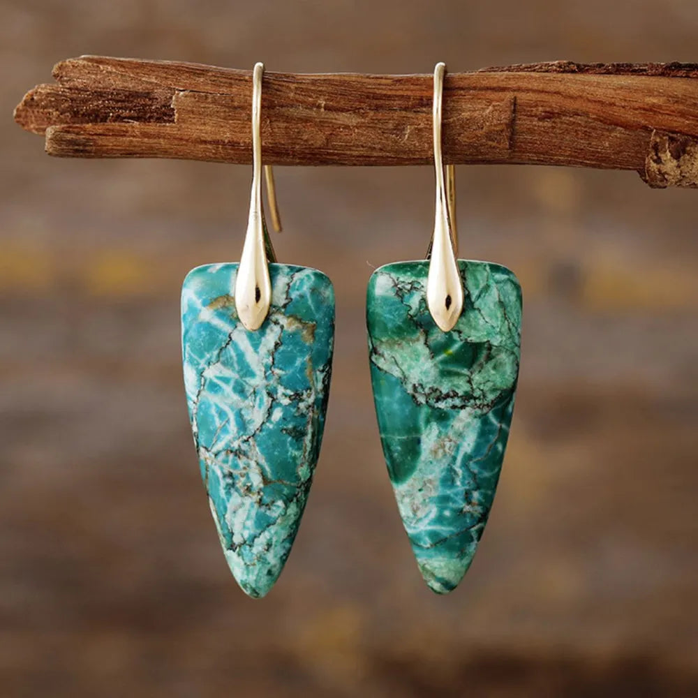 Natural Stone Geometric Shape Earrings - E-Esther Clothing Store