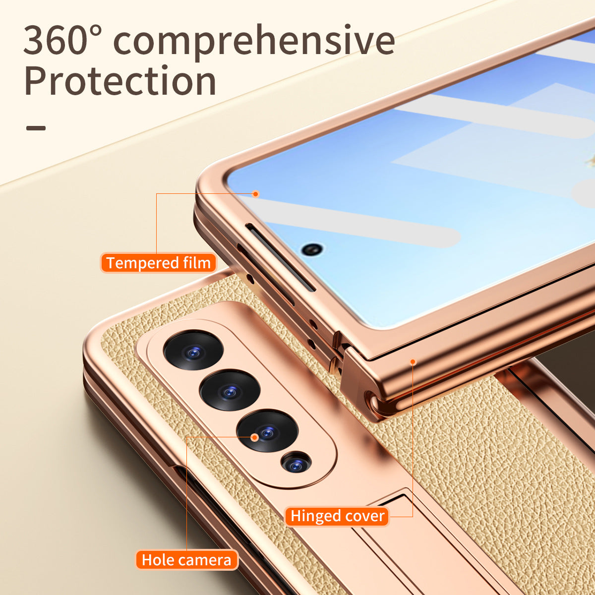 Samsung Fold3 phone case folding with pen slot pen pen pen plain leather protective case FOLD2 all inclusive anti fall suitable - E-Esther Clothing Store