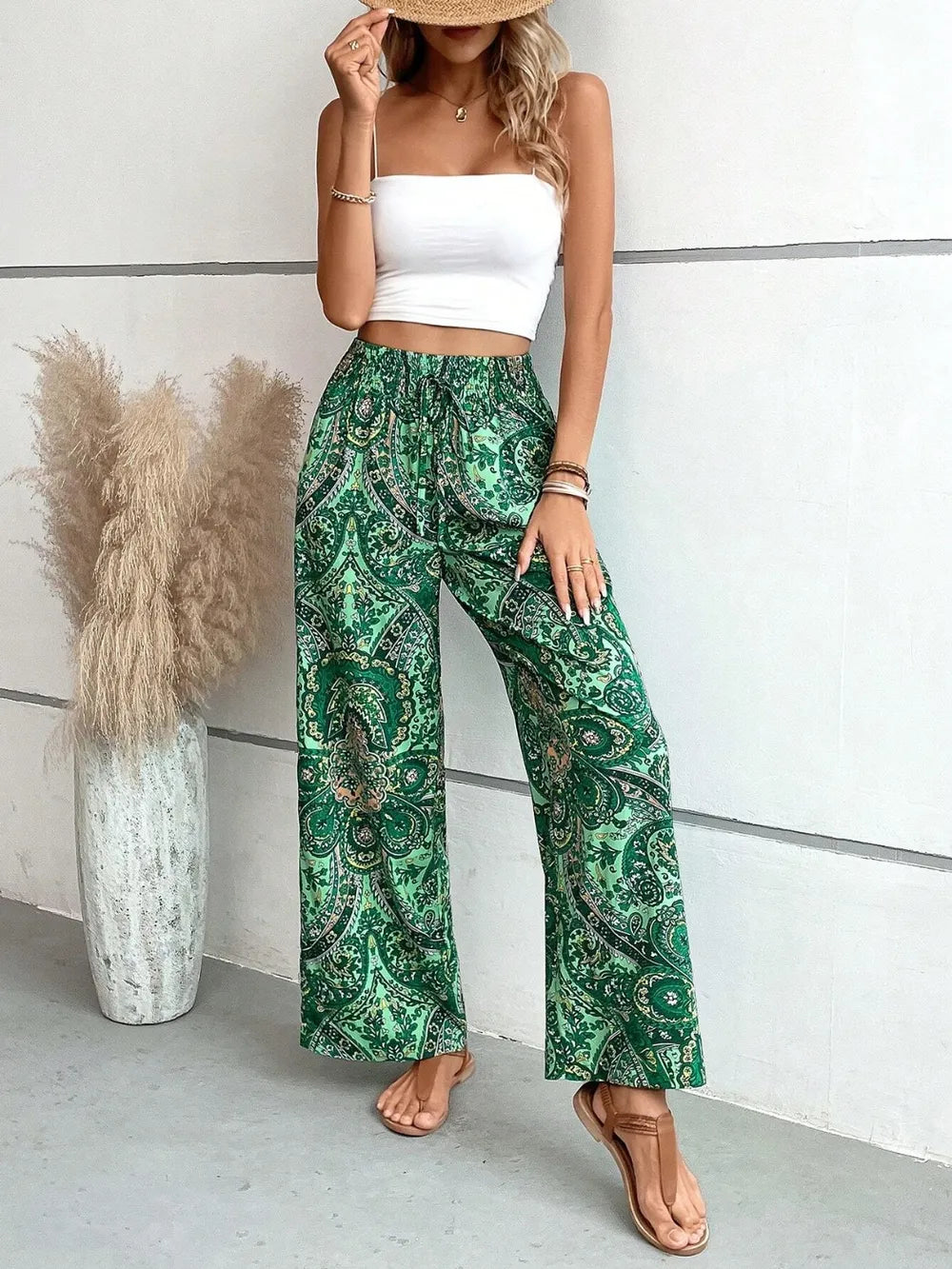 Printed Wide Leg Pants - E-Esther Clothing Store