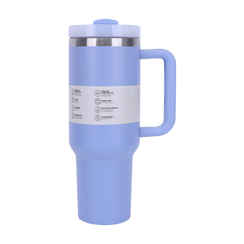 40 oz Insulated Tumbler with Straw, Handle & Lid – Stainless Steel, Hot & Cold Drinks, Fits Car Cup Holders - E-Esther Clothing Store