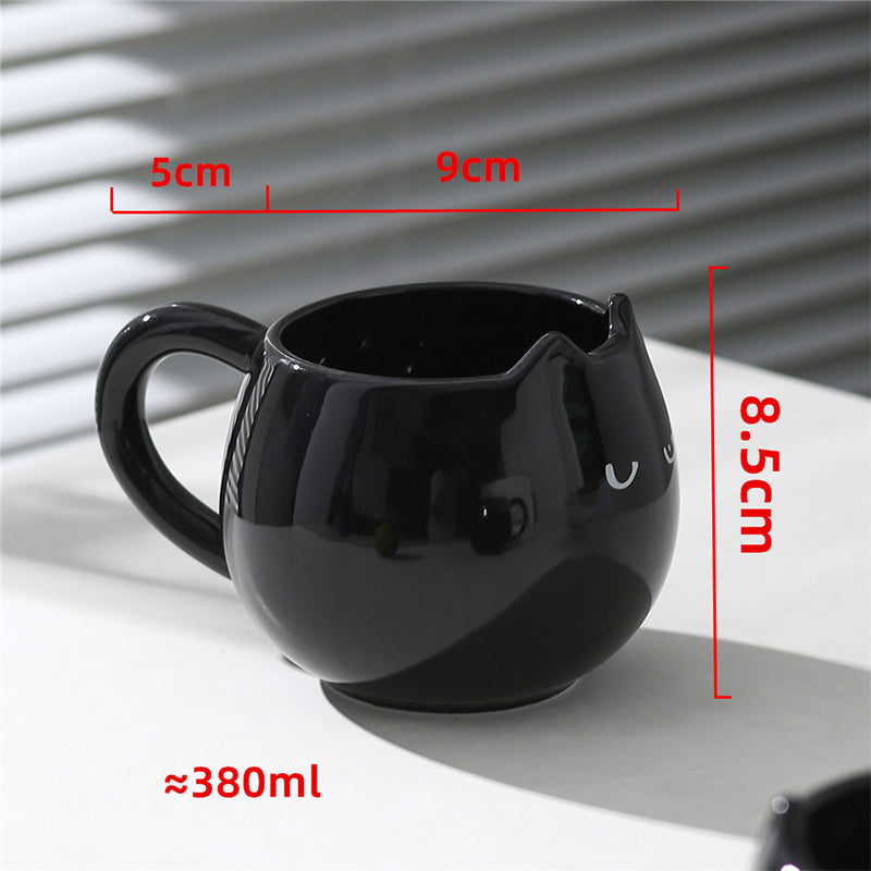 Adorable hand - painted cat - shaped ceramic mug, perfect for coffee or tea. - E-Esther Clothing Store