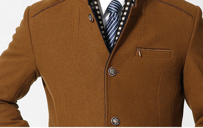 Thicker Mens Trench Coats Winter Long Wool Trench Coat Men Slim Fit Casual Jackets Peacoat Double Collar Woolen Overcoat - E-Esther Clothing Store