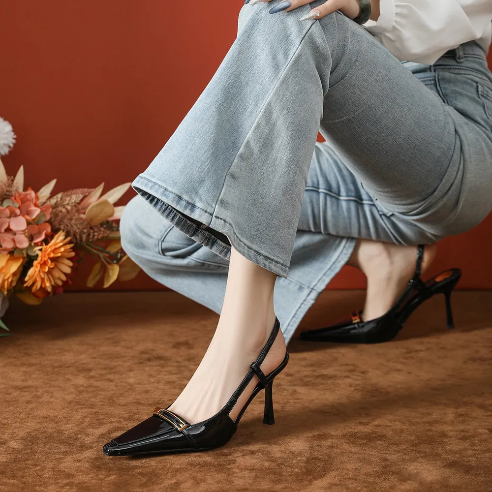 Point Toe Slingback Pumps - E-Esther Clothing Store