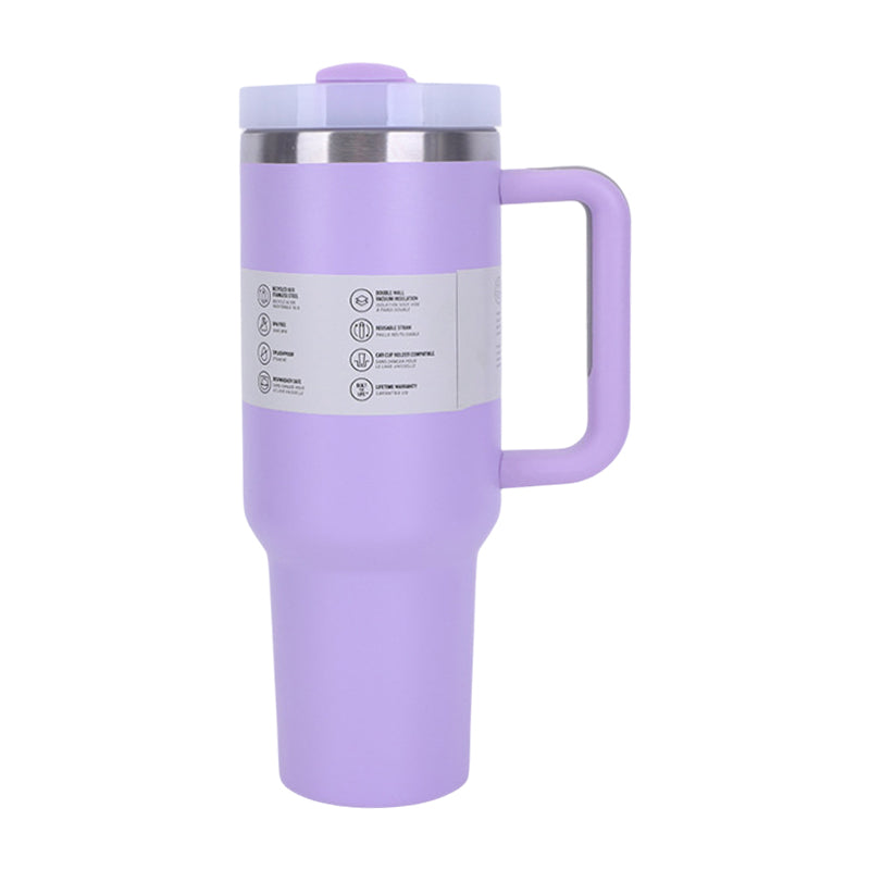 40 oz Insulated Tumbler with Straw, Handle & Lid – Stainless Steel, Hot & Cold Drinks, Fits Car Cup Holders - E-Esther Clothing Store