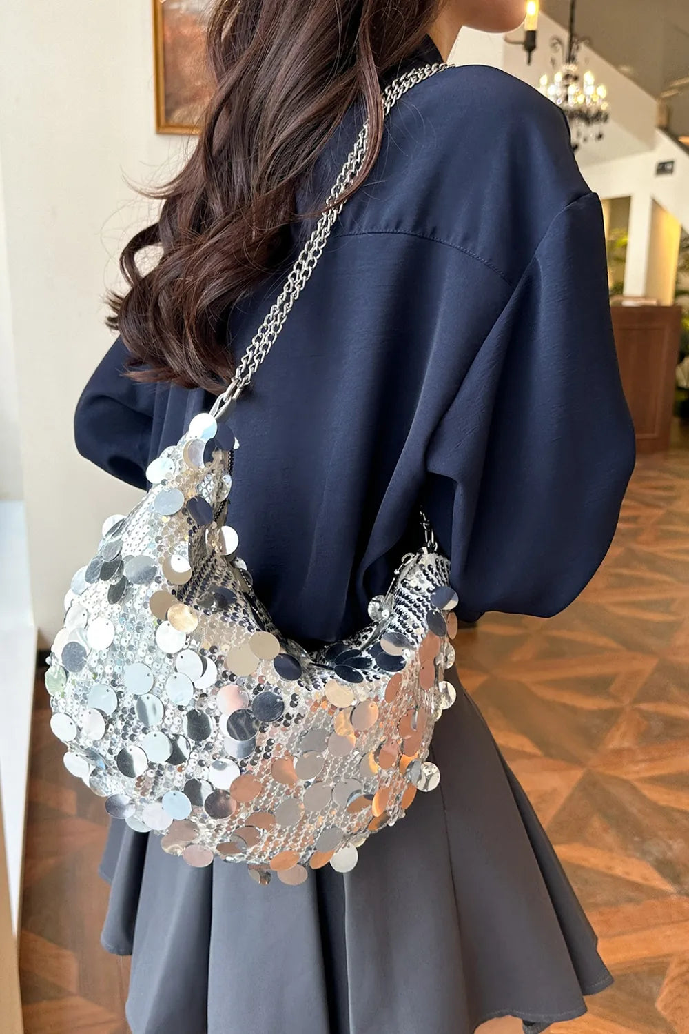 Sequin Chain Crossbody Bag - E-Esther Clothing Store