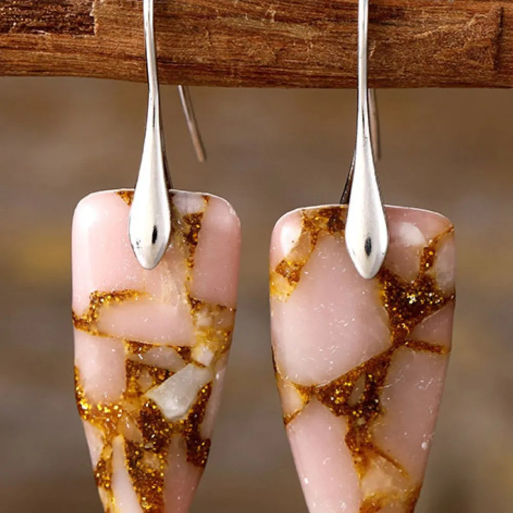 Natural Stone Geometric Shape Earrings - E-Esther Clothing Store