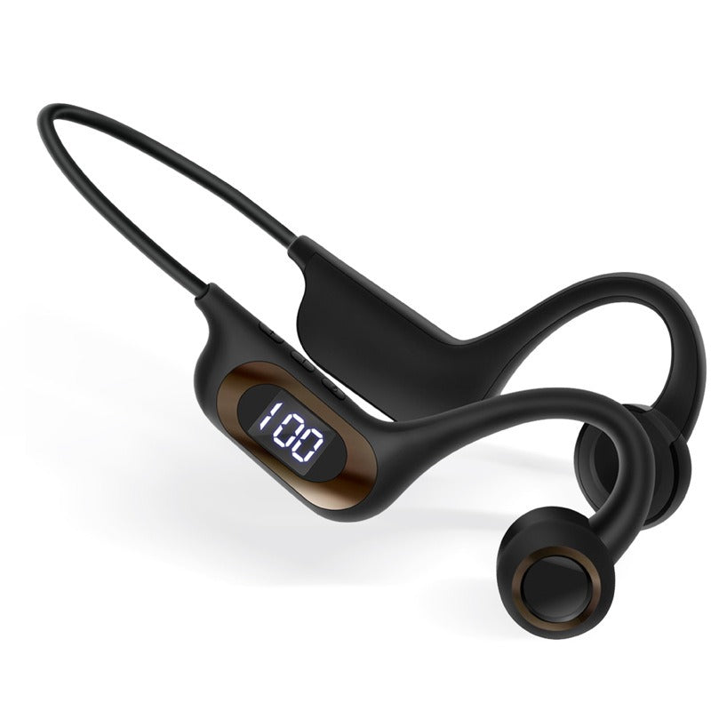 AKZ-G9 Graffiti Bone Conduction Wireless Bluetooth Earphones Insert Card Digital Display Hanging Ear Wireless Earphones - E-Esther Clothing Store